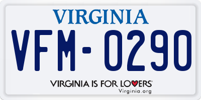 VA license plate VFM0290