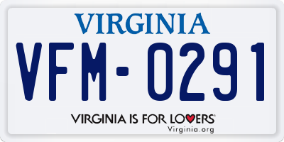 VA license plate VFM0291