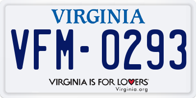 VA license plate VFM0293