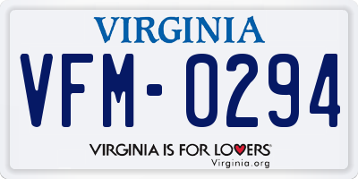 VA license plate VFM0294