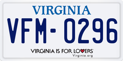 VA license plate VFM0296