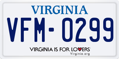 VA license plate VFM0299