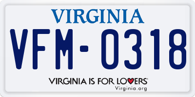 VA license plate VFM0318