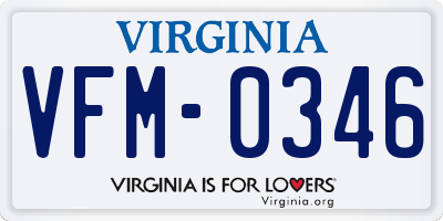 VA license plate VFM0346