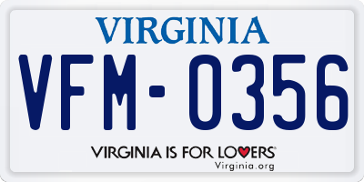 VA license plate VFM0356