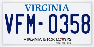 VA license plate VFM0358