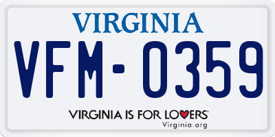 VA license plate VFM0359