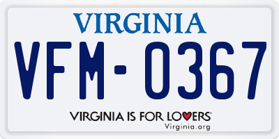 VA license plate VFM0367