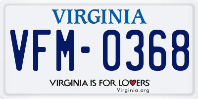 VA license plate VFM0368