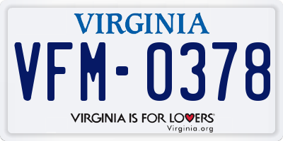 VA license plate VFM0378