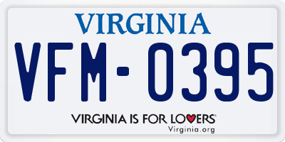 VA license plate VFM0395