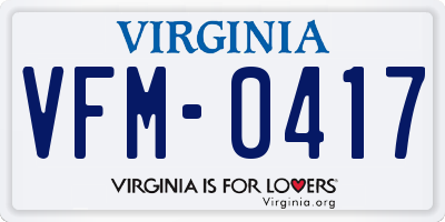 VA license plate VFM0417