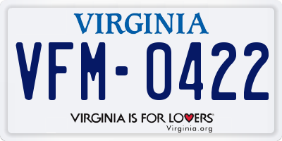 VA license plate VFM0422