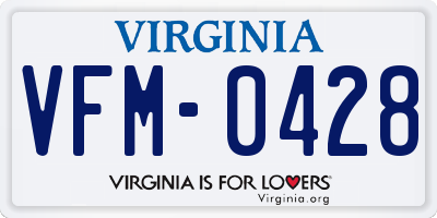 VA license plate VFM0428