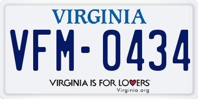 VA license plate VFM0434