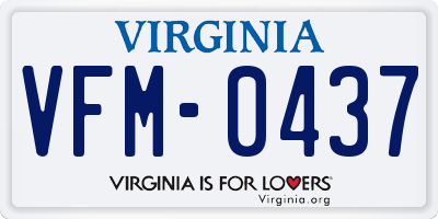 VA license plate VFM0437