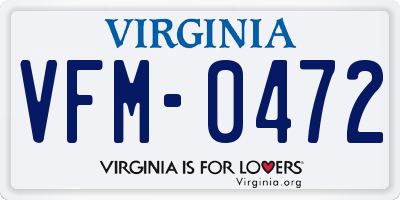 VA license plate VFM0472
