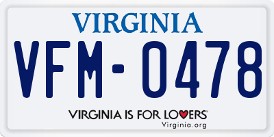 VA license plate VFM0478