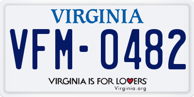 VA license plate VFM0482