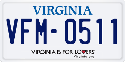 VA license plate VFM0511