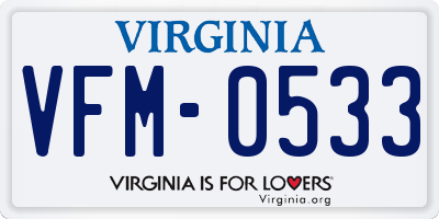 VA license plate VFM0533