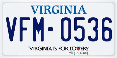 VA license plate VFM0536