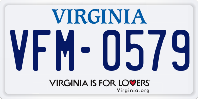 VA license plate VFM0579