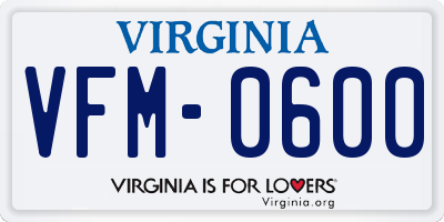 VA license plate VFM0600