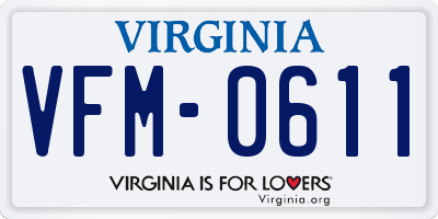 VA license plate VFM0611