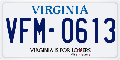 VA license plate VFM0613