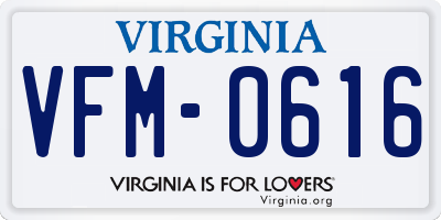 VA license plate VFM0616