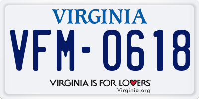 VA license plate VFM0618