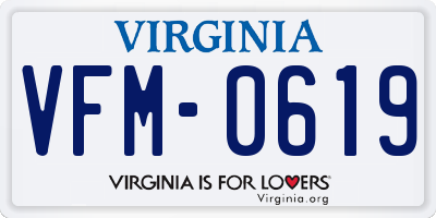 VA license plate VFM0619