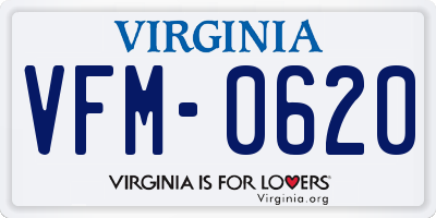 VA license plate VFM0620