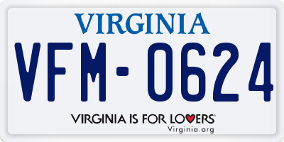 VA license plate VFM0624