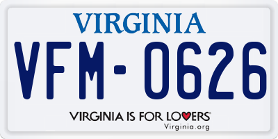 VA license plate VFM0626