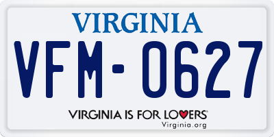 VA license plate VFM0627