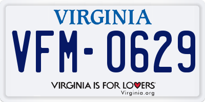 VA license plate VFM0629