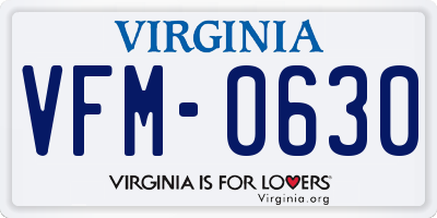 VA license plate VFM0630