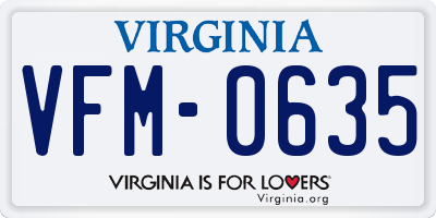 VA license plate VFM0635