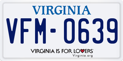 VA license plate VFM0639