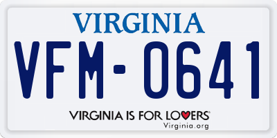 VA license plate VFM0641