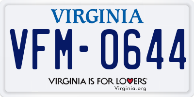 VA license plate VFM0644