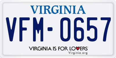 VA license plate VFM0657