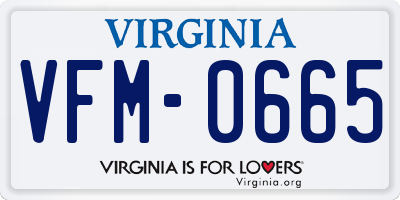 VA license plate VFM0665