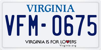 VA license plate VFM0675