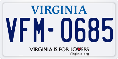VA license plate VFM0685