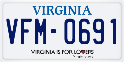 VA license plate VFM0691