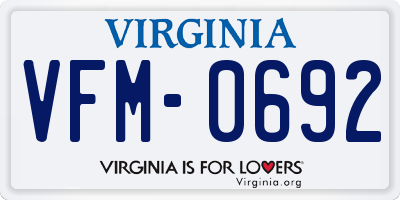 VA license plate VFM0692