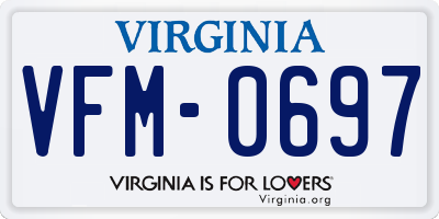 VA license plate VFM0697